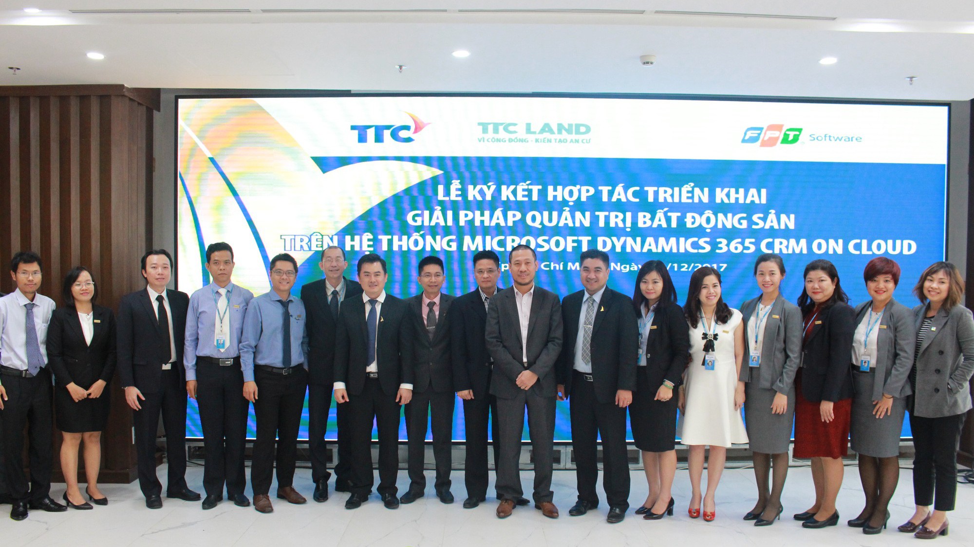Lễ ký kết hợp tác triển khai hệ thống Dynamics 365 On Cloud giữa TTC Land và FPT Software tại Tp.HCM.