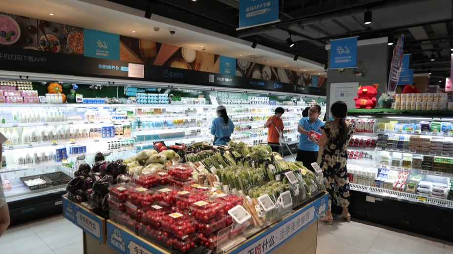 Bên trong một siêu thị thông minh Hema tại tỉnh Hồ Nam, nơi sản phẩm Vinamilk đã có mặt từ tháng 9/2018.