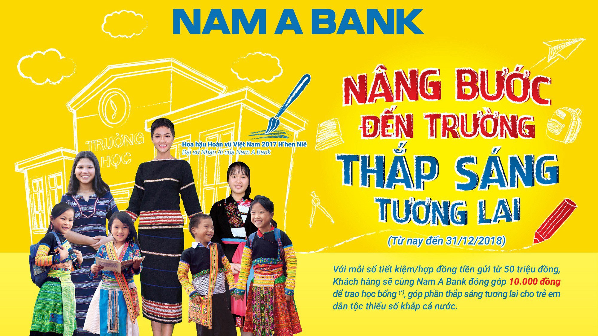 Thông qua chương trình "Nâng bước đến trường - Thắp sáng tương lai" lần này, Nam A Bank mong muốn có thêm sự đồng hành của khách hàng để cùng chung tay lan tỏa yêu thương đến các em học sinh dân tộc thiểu số hiếu học.