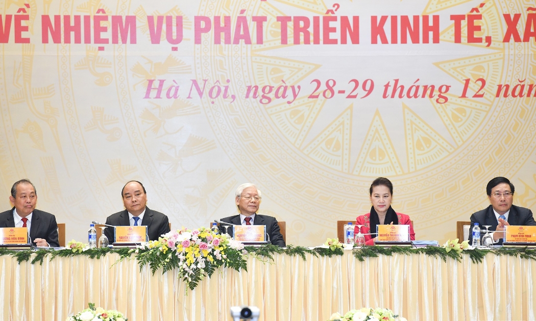 Hội nghị có sự tham dự của Tổng bí thư và Chủ tịch Quốc hội - Ảnh: Chinhphu.vn.