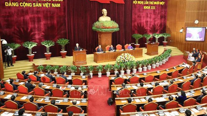 Hội nghị Trung ương 11 bước sang ngày làm việc thứ tư - Ảnh: TTXVN 