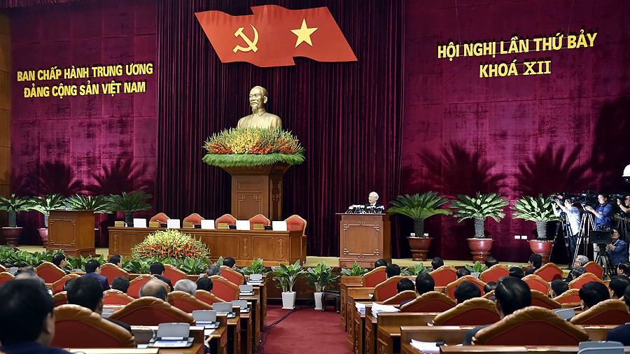 Quang cảnh phiên bế mạc Hội nghị Trung ương 7 - Ảnh: VGP.