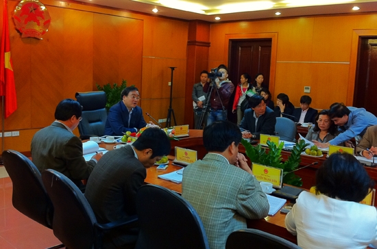 Phó thủ tướng Chính phủ Hoàng Trung Hải làm việc với Bộ Công Thương - Ảnh: Anh Quân.