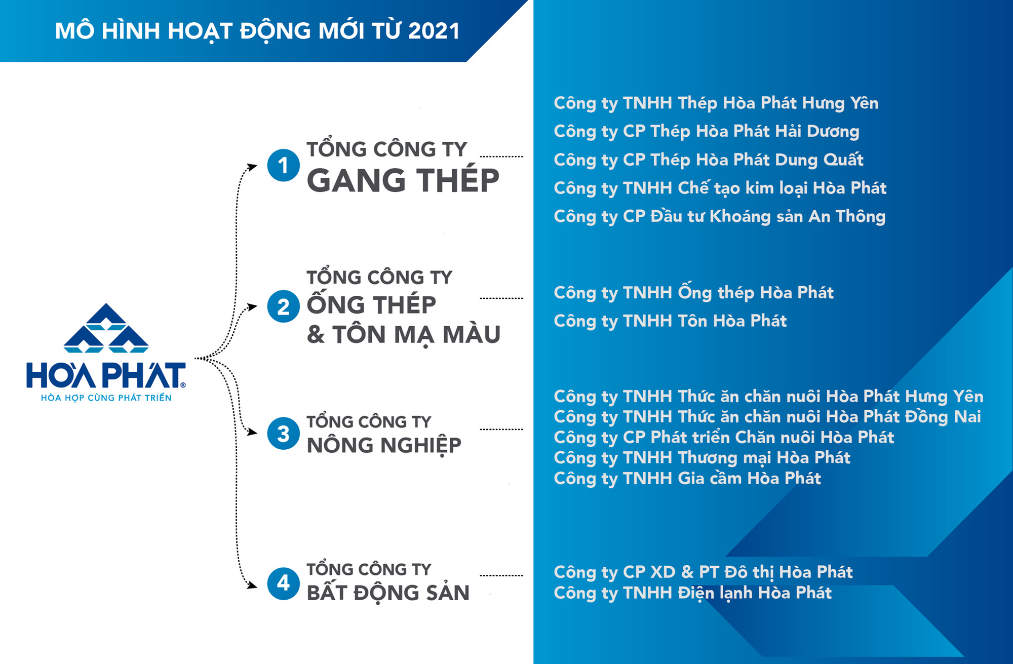 Mô hình hoạt động của Tập đoàn Hoà Phát từ năm 2021.