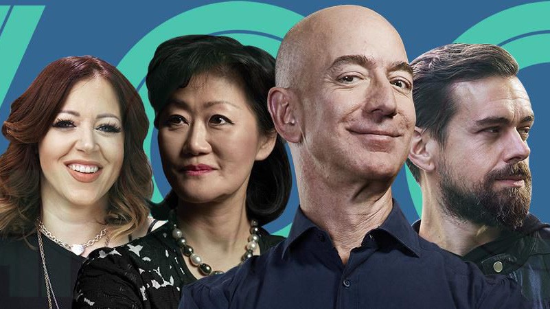 Từ trái qua phải: Lynsi Snyder, người thừa kế In N Out Burger; Thai Lee, đồng sáng lập SHI International; Jeff Bezos, người sáng lập, CEO Amazon; và Jack Dorsey, CEO của Twitter và Square - Ảnh: Forbes.