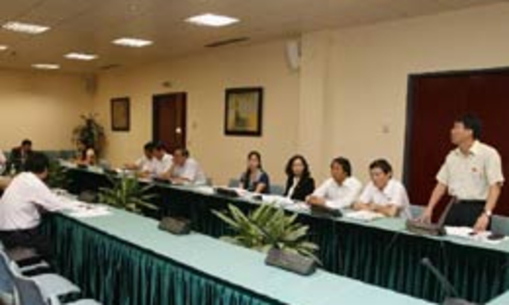 Đại biểu Quốc hội thảo luận tại tổ.