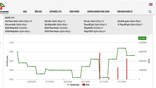 Sơ đồ giá cổ phiếu HVG.