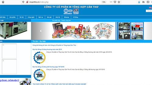 Trang web của Công ty Cổ phần In Tổng hợp Cần Thơ.