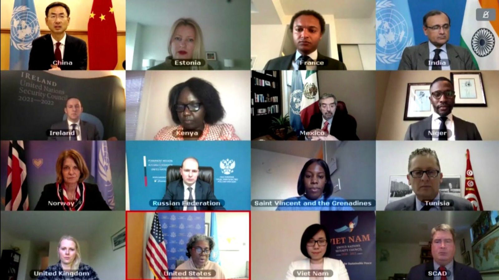 Cuộc họp thông qua Tuyên bố Chủ tịch Hội đồng Bảo An ngày 10/3 - Ảnh: Bộ Ngoại giao