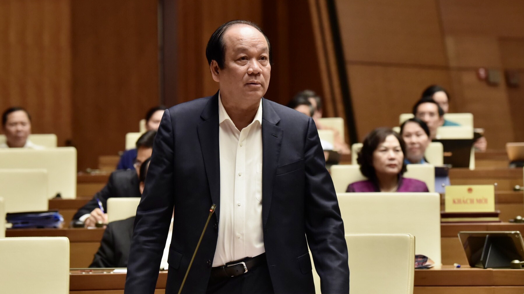 Bộ trưởng, Chủ nhiệm Văn phòng Chính phủ Mai Tiến Dũng tại phiên chất vấn - Ảnh: VGP