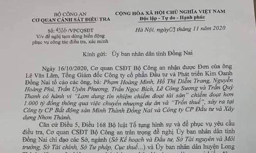 Bộ Công an đề nghị tạm dừng giao dịch biến động tài sản công ty liên quan nhà ông Trần Quý Thanh