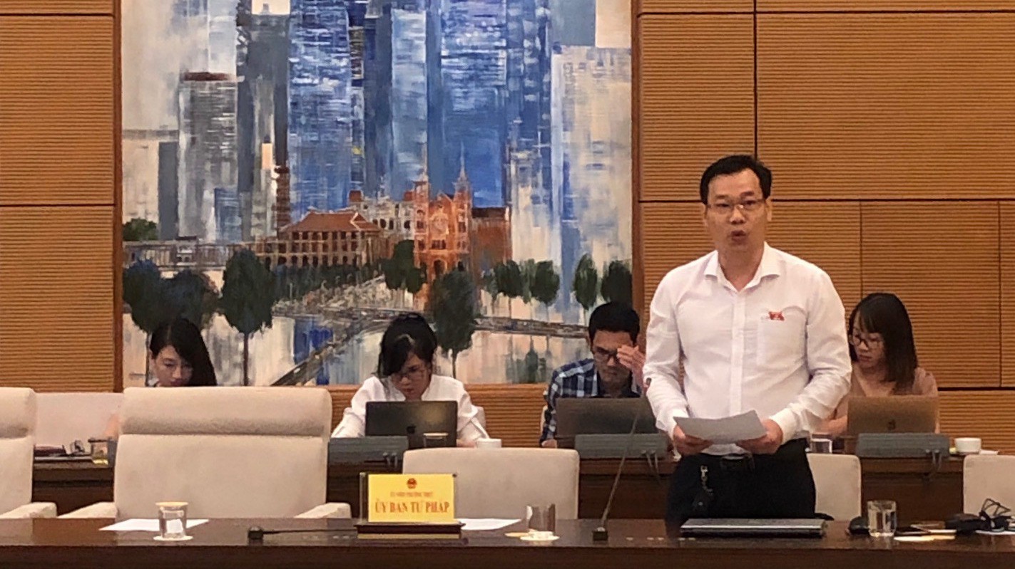 Uỷ viên Thường trực Uỷ ban Tư pháp, ông Đỗ Đức Hồng Hà trình bày báo cáo của nhóm nghiên cứu 