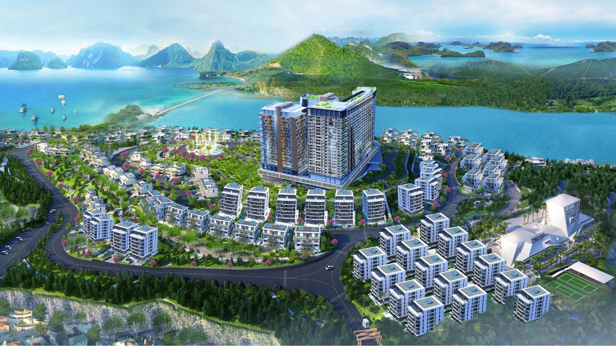 Green Pine Villas được xây dựng trên đồi cao, tầm nhìn hướng vịnh.
