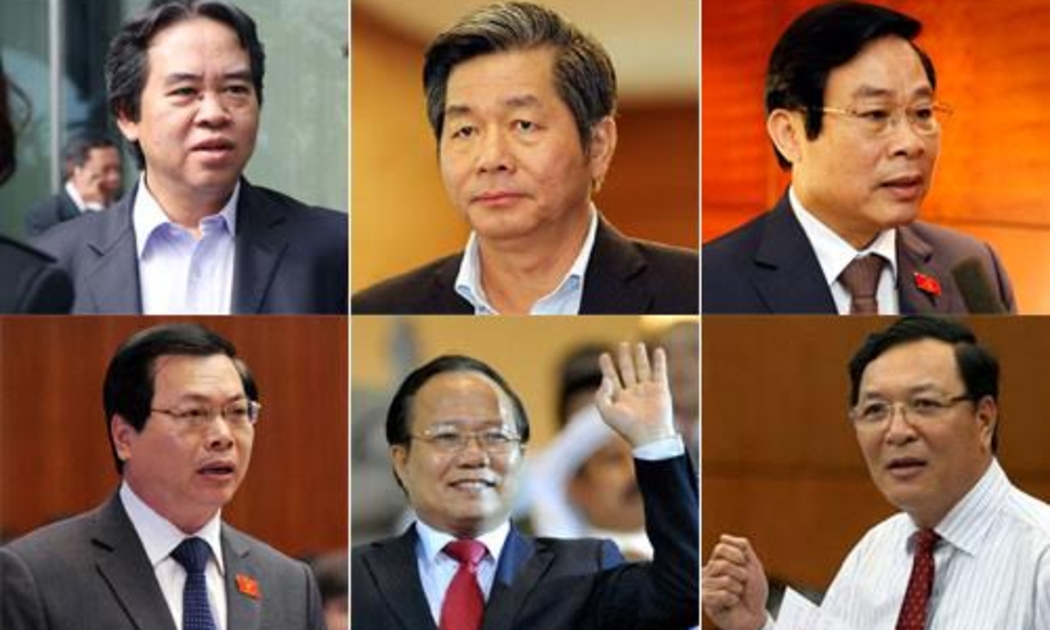 Ông Nguyễn Văn Bình, ông Bùi Quang Vinh, ông Nguyễn Bắc Son, ông Vũ Huy Hoàng, ông Hoàng Tuấn Anh và ông Phạm Vũ Luận.