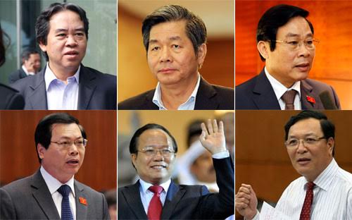 Ông Nguyễn Văn Bình, ông Bùi Quang Vinh, ông Nguyễn Bắc Son, ông Vũ Huy Hoàng, ông Hoàng Tuấn Anh và ông Phạm Vũ Luận.