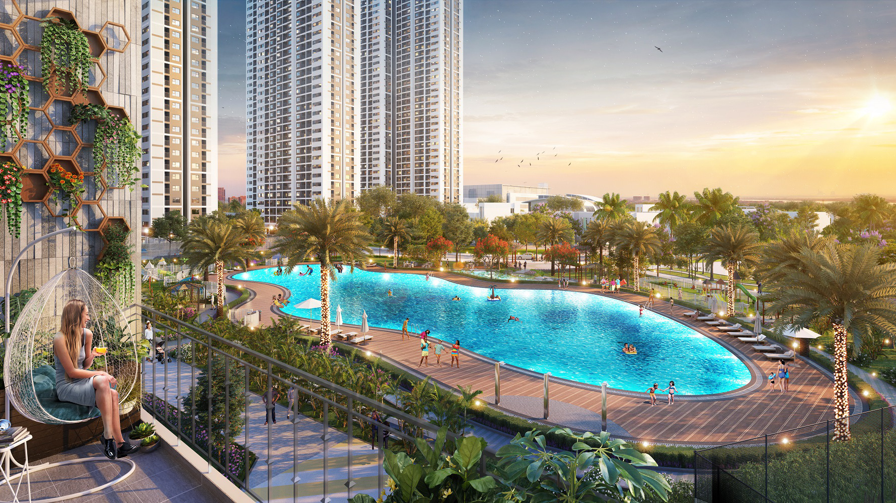 Không gian sống sang trọng, đa dạng tiện ích tại dự án.