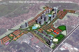 Phối cảnh tổng thể quy hoạch khu đô thị Kim Chung - Di Trạch (Hoài Đức, Hà Nội).
