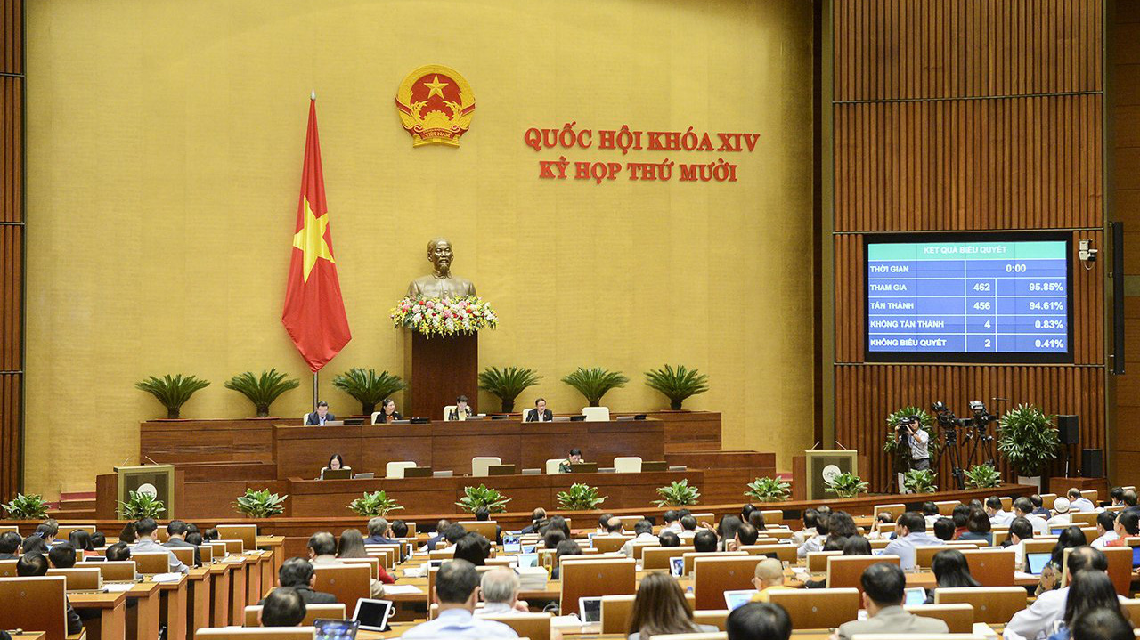 Quốc hội biểu quyết thông qua Luật Biên Phòng Việt Nam chiều 11/11 - Ảnh: Quochoi.vn