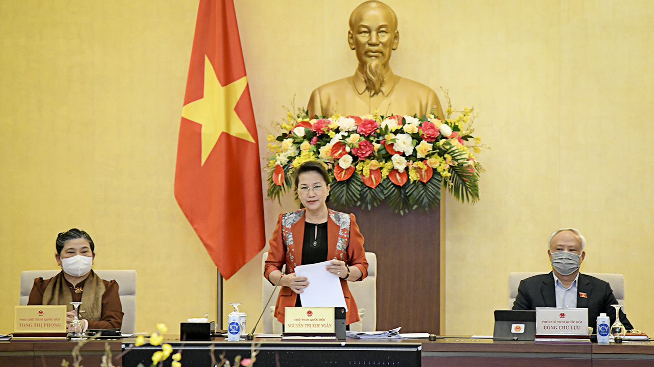 Chủ tịch Quốc hội Nguyễn Thị Kim Ngân phát biểu khai mạc phiên họp 53 của Ủy ban Thường vụ Quốc hội chiều 22/2 - Ảnh: Quochoi.vn