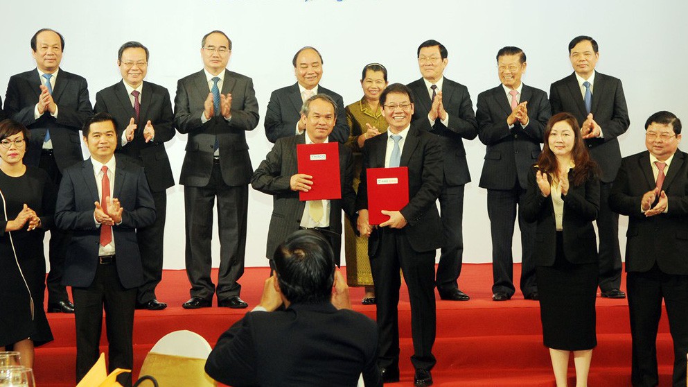 Lễ công bố hợp tác chiến lược giữa Hoàng Anh Gia Lai và Thaco tối 8/8 - Ảnh: Zing.