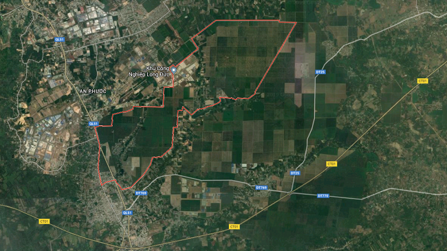 Lô đất dự án 92ha vừa được đấu giá thành công của Đất Xanh - Ảnh: Google Maps.