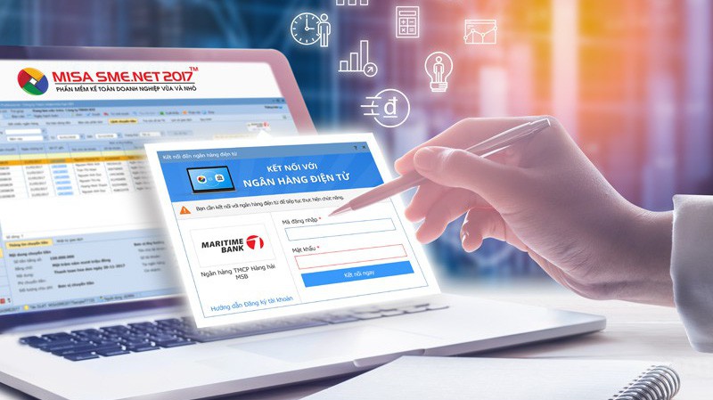 Đây là giải pháp giúp kế toán viên rút ngắn thời gian và công sức khi thực hiện nghiệp vụ chuyển tiền, truy vấn trực tiếp trên phần mềm MISA SME.NET 2017. 