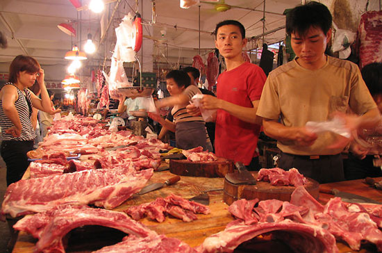 Giá thịt lợn tại Trung Quốc đã tăng gần 57% trong tháng 7/2011.