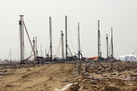 Mặt bằng thi công dự án nhiệt điện Duyên Hải 1.<br>