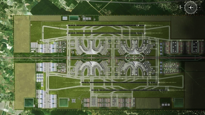 Mặt bằng tổng thể Cảng hàng không quốc tế Long Thành giai đoạn hoàn thiện (theo Pre-FS) - Ảnh từ báo cáo nghiên cứu khả thi giai đoạn 1.
