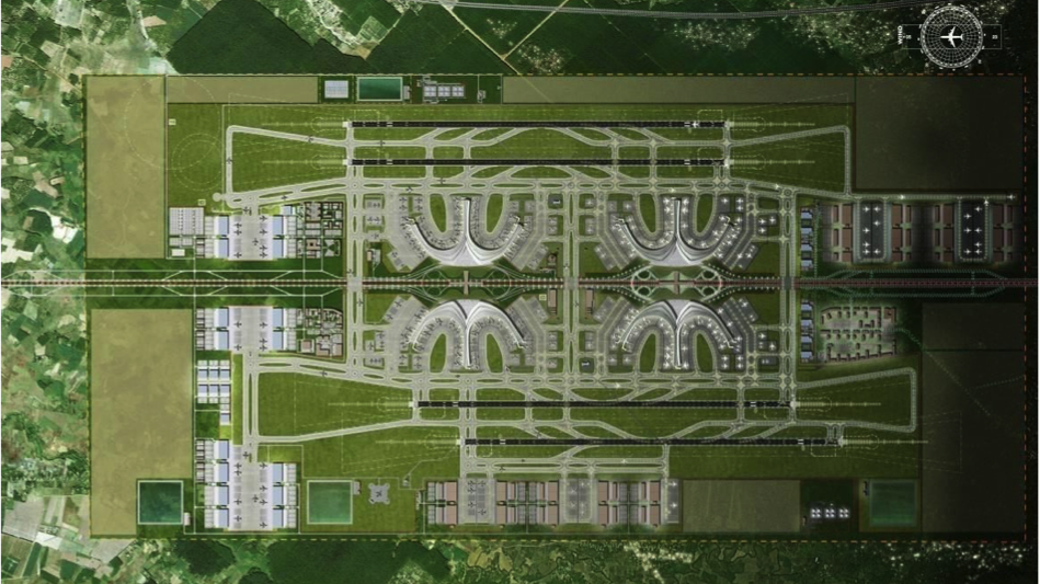 Mặt bằng tổng thể Cảng HKQT Long Thành giai đoạn hoàn thiện (theo Pre-FS) - Ảnh từ báo cáo nghiên cứu khả thi giai đoạn 1. 