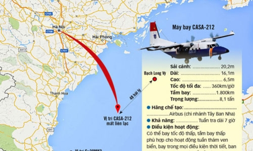 Đã vớt được một số mảnh vỡ của máy bay gặp nạn Casa 212