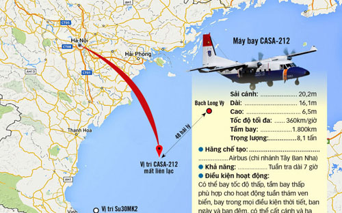Phác hoạ vị trí chiếc máy bay Casa 212 gặp nạn.<br>