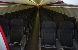 Nội thất trong máy bay Airbus A320 mà VietJet sẽ sử dụng để chuyên chở hành khách.