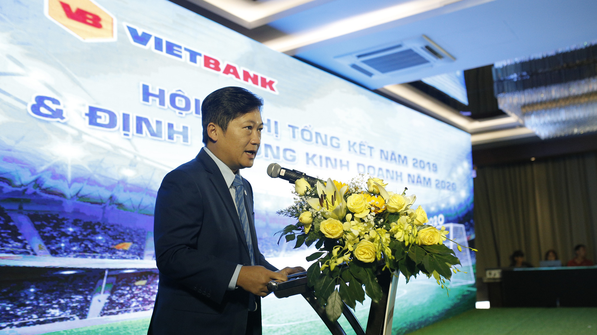 Ông Dương Nhất Nguyên - Phó chủ tịch Hội Đồng Quản trị Vietbank phát biểu tại lễ tổng kết hoạt động năm 2019 của ngân hàng.