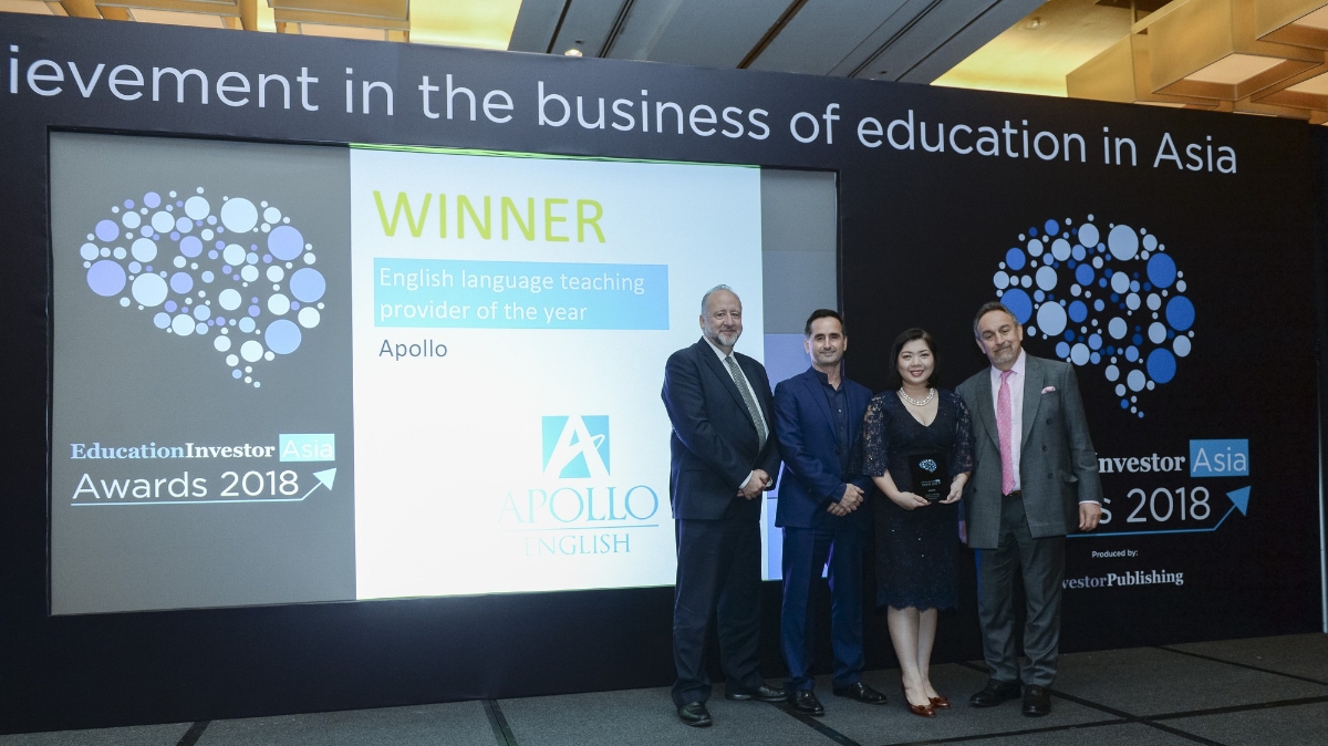 Với giải thưởng EducationInvestor Asia Award 2018, Apollo English tự hào khẳng định cam kết "Where the best become better" bằng sự phát triển bền vững và hướng đi mang tầm quốc tế.