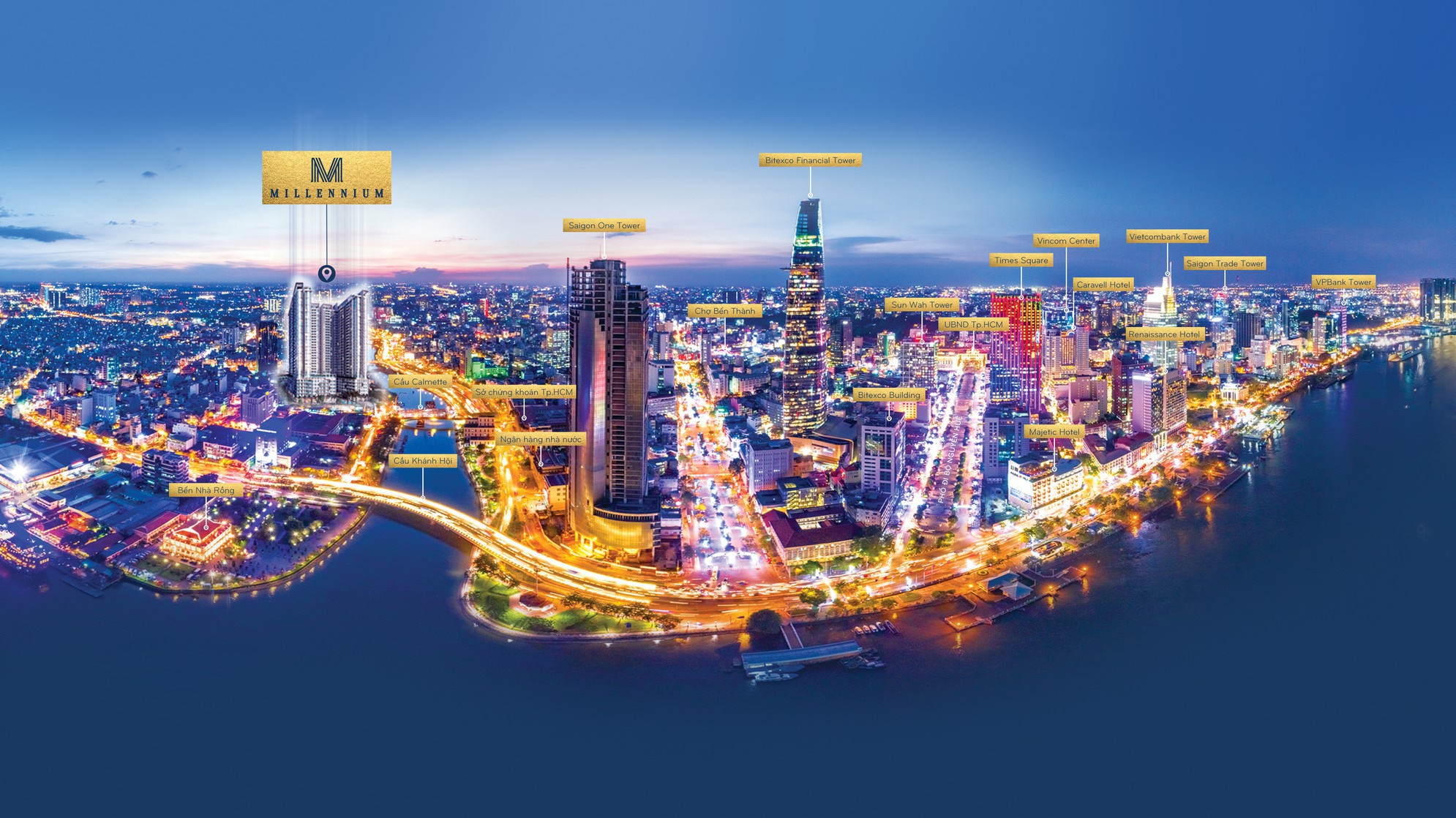 Millennium là dự án cao cấp nằm ở vị trí đắc địa, cách trung tâm tài chính Tp.HCM chỉ 1 cây cầu cây cầu.