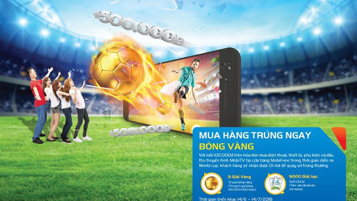 MobiFone mới tung ra chương trình khuyến mại "Mua hàng trúng ngay bóng vàng" với tổng giá trị giải thưởng lên đến 5,4 tỷ đồng.