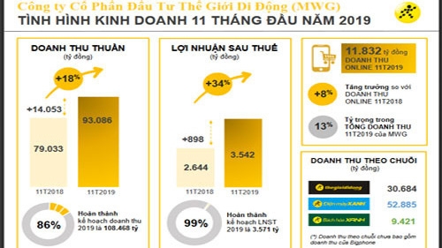 Biểu đồ kinh doanh 11 tháng năm 2019 của Thế Giới Di Động.