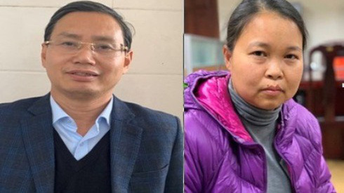 Bị can Nguyễn Văn Tứ và Phạm Thị Thu Hường.