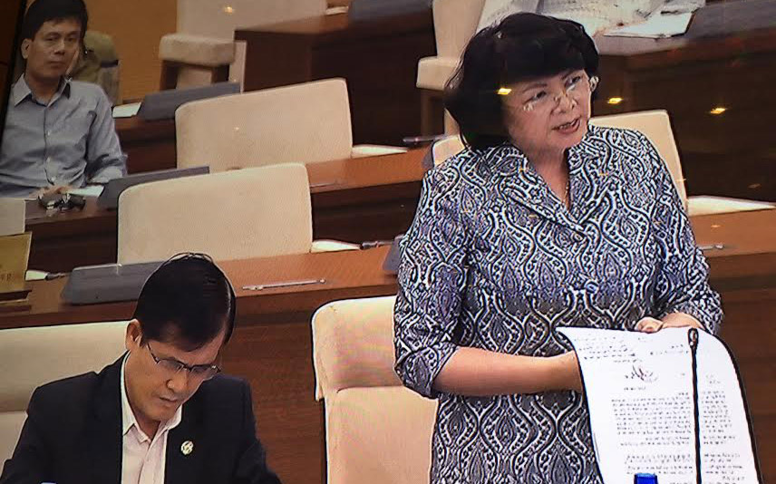 Phó chủ tịch nước Đặng Thị Ngọc Thịnh phát biểu trong phiên họp của Uỷ ban Thường vụ Quốc hội.