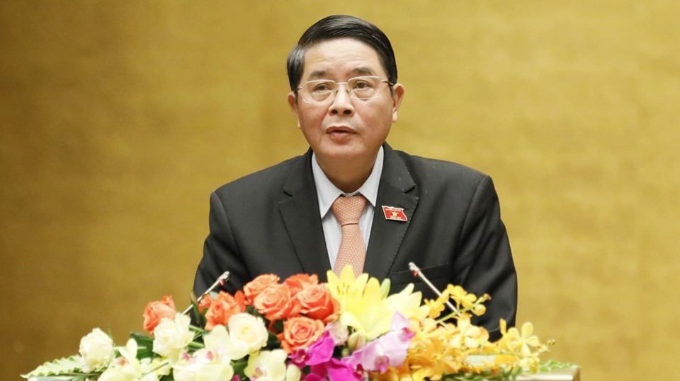 Chủ nhiệm Uỷ ban Tài chính -  Ngân sách Nguyễn Đức Hải báo cáo thẩm tra - Ảnh: QP 