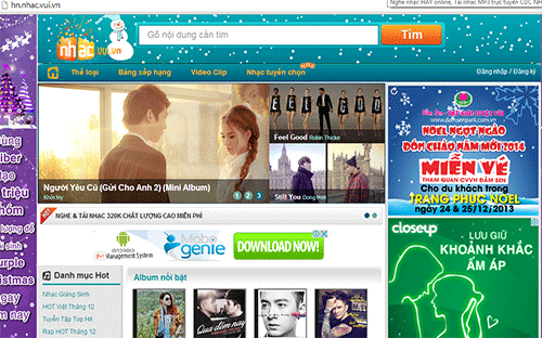 Website nhacvui.vn của Công ty Cổ phần Quảng cáo Trực tuyến 24h.<br>