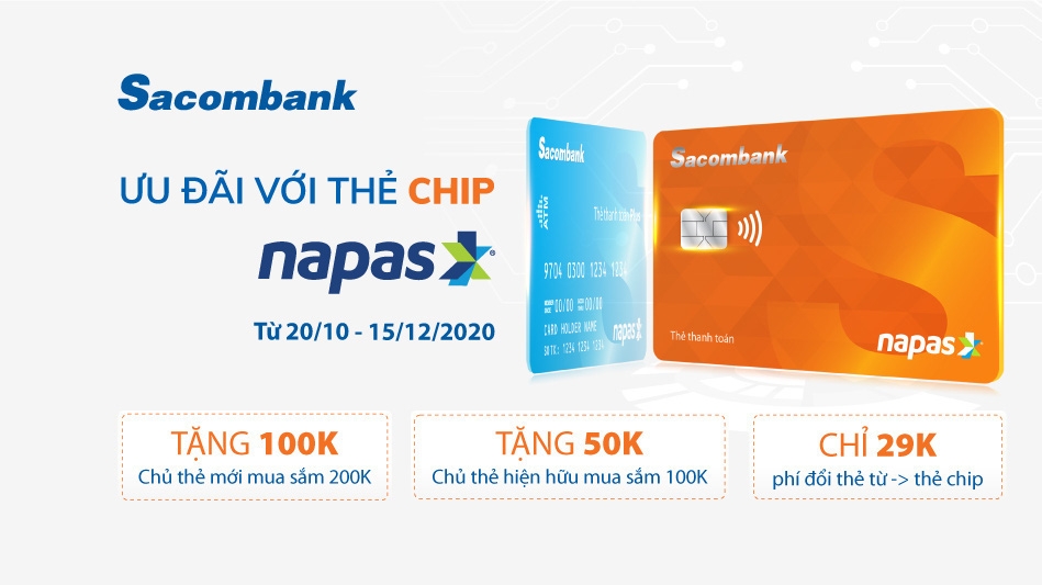 Khách hàng đang sở hữu thẻ từ Napas phát hành trước đây muốn thay thế thẻ chip liên hệ Hotline hoặc đến bất kỳ điểm giao dịch của Sacombank trên toàn quốc.