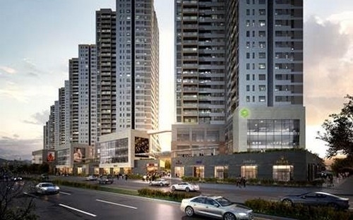 Office-tel The Sun Avenue chiếm 3 tầng khối đế của mỗi tháp, có sảnh thang máy và lối đi riêng.