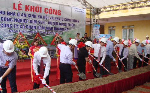 Lễ khởi công khu nhà ở xã hội của Tập đoàn Hoàng Hà ngày 6/9.<br>