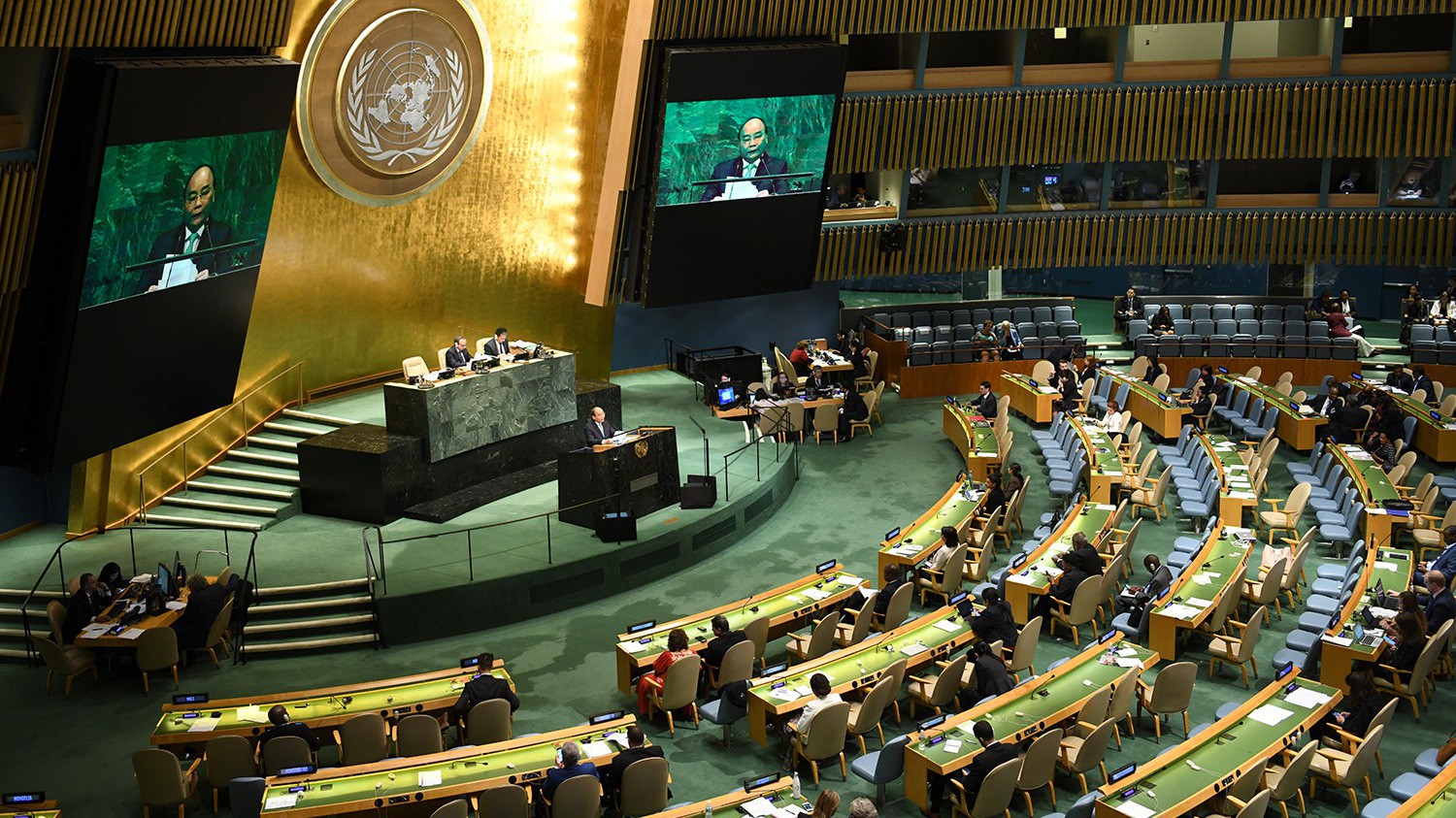 Thủ tướng Nguyễn Xuân Phúc phát biểu tại phiên họp của Liên Hợp Quốc.