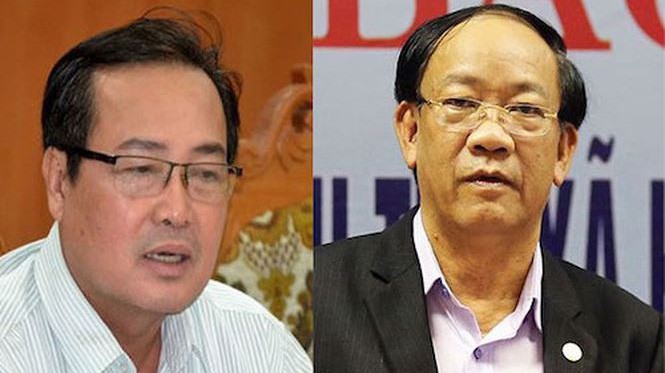 Phó chủ tịch UBND tỉnh Quảng Nam Huỳnh Khánh Toàn (trái) và ông Đinh Văn Thu - Chủ tịch UBND tỉnh.