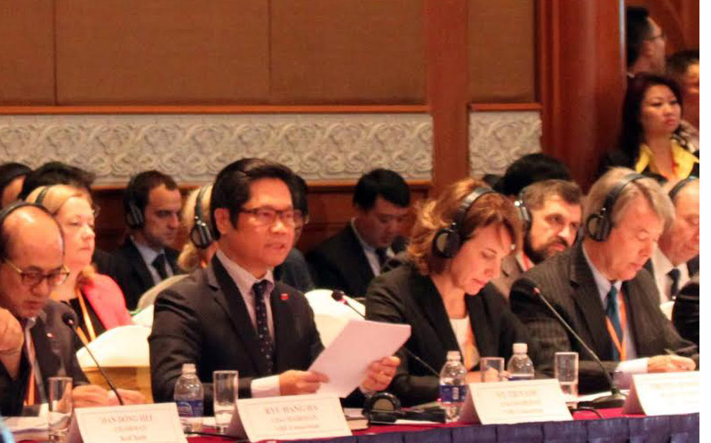 Chủ tịch VCCI Vũ Tiến Lộc phát biểu tại Diễn đàn Doanh nghiệp Việt Nam (VBF) thường niên 2016.