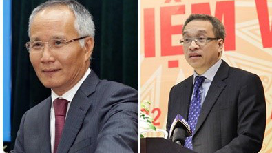 Thứ trưởng Bộ Công Thương Trần Quốc Khánh (trái) và Thứ trưởng Bộ Thông tin và Truyền thông Phan Tâm (phải).