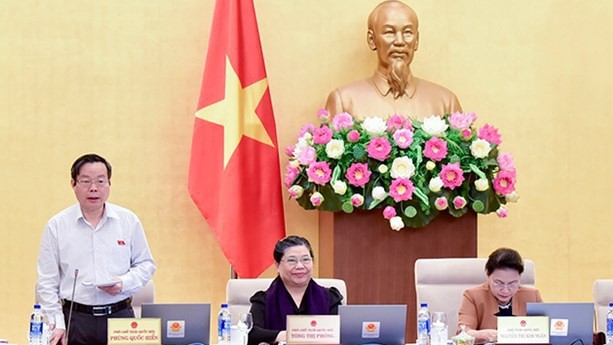 Phó chủ tịch Quốc hội Phùng Quốc Hiển điều hành phiên thảo luận